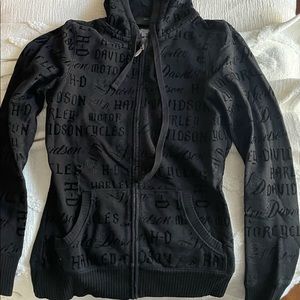 Harley Davidson Black Zip-Up Hoodie XS